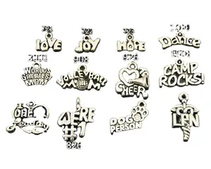 Metall legierung Brief Wörter Tags Charms Schmuck Zubehör Freude Hoffnung Tanz MOM Wörter Tags Aktien benutzer definierte Metall Buchstaben Wörter Charms