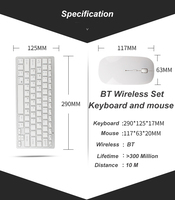 Ensemble clavier et souris sans fil LED rétroéclairé 78 touches, mini clavier et souris BT pour jeux, compatible avec les téléphones et tablettes Android