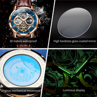 Montre mécanique pour homme OEM 6670, luxe, personnalisée, automatique, boîtier en alliage argenté, bracelet en cuir, cadran ajouré, lumineux, étanche, calendrier