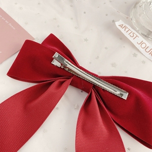 Barrette à cheveux vintage en velours noir avec nœud, composants métalliques, long ruban, style coréen, accessoires pour cheveux pour femmes et filles, emballage carton - Product Image 6