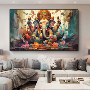 モダンホームデコレーションインド神ガネーシャキャンバスクリスタル磁器絵画宗教的な壁アートHD神の絵画 - Product Image 3