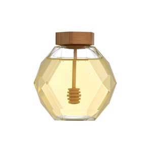 Pot à miel en verre transparent avec filetage diamanté, bouteille scellée pour l'emballage alimentaire en carton - Product Image 1