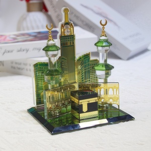 Eid Mubarak durable and reusable crystal glass Kaaba <b>statue</b> with Saudi King's Tower for indoor use Muslim religious souvenir - Product Image 1