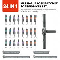 Jeu de Tournevis à Cliquet Magnétique de Précision 24 en 1, Kit d'Outils de Réparation Mini Polyvalent pour PC et Usage Domestique