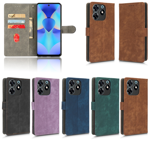 New Camera Protection PU Leather Case RFID Blocking Card Holder for Tecno Spark 10 Pro/KI7 Mobile Phone Case
