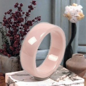 ORIGINAL <b>Pink</b> Ceramic Classic Gemstone Wedding <b>Heart</b> <b>Ring</b> Unisex for Engagement Anniversary Gift - Product Image 2