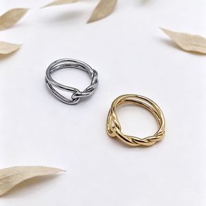 yunnique Geometric Twisted Knot <b>Ring</b> Gold Silver Unisex <b>Couple</b> Jewelry Everyday Wear - Product Image 4