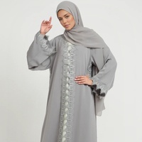 Blouse ethnique ouverte texturée premium, ornée, style vintage, pour l'été et l'automne, couleur Lilas Français, Robe de prière musulmane modeste, Hijab intérieur, XS