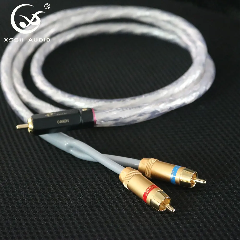 Kabel Sinyal Kawat YIVO XSSH DIY, Kabel Perak Berlapis OEM OFC Inti Kabel Daya Audio HIFI, Kabel RCA dengan Colokan 1RCA Ke 2RCA