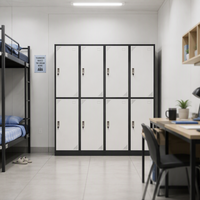 YOUBAI Casier de rangement en acier robuste pour extérieur et maison, 2 à 6 portes, double ouverture, serrure à clé, étanche, démontable, fixation murale, ISO