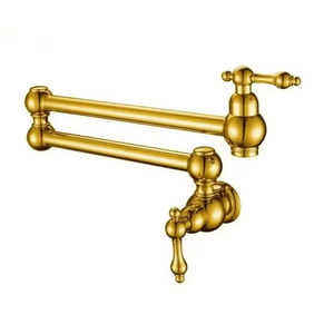 Robinet de cuisine pliant pivotant à 360 ° en forme de <span class=keywords><strong>gourde</strong></span> en laiton moderne Robinet d'évier de cuisine à eau froide fixé au mur à double joint - Product Image 2