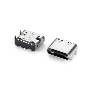 Connecteur de type C 6 broches femelle SMT Prise USB horizontale de type C