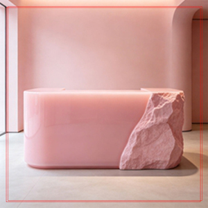 Bureau d'accueil moderne de luxe sur mesure en fibre de verre, comptoir d'accueil personnalisé de forme artistique pour l'intérieur de villa - Product Image 1