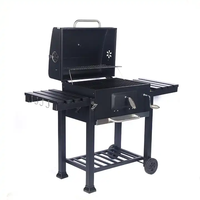 Fabricant OEM Cheminée Européenne Barbecue Extérieur Fumoir à Viande Carré Grand Chariot à Charbon de Bois Barbecue Grills avec Table d'Appoint Four