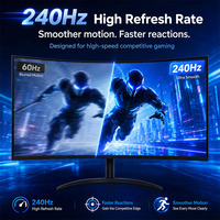Monitor curvo para juegos LCD IPS de 34 pulgadas, 2K, 240Hz, con altavoz integrado tipo C, Adaptive Sync y sin parpadeo.