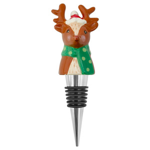 Ceramic Deer Wine Stopper Aluminum Alloy Bottle Stopper Christmas Decorative Vacuum Preservation Wine Bottle - Product Image 2
