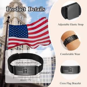 Fervia Flag Cross Bible Versseユニセックス流行の調節可能なステンレス鋼ブレスレットインスピレーションを与えられるクリスチャンリストバンド宗教的 - Product Image 5