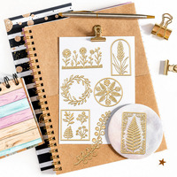Autocollant en métal doré découpé, motif feuille de plante et fleur, auto-adhésif pour ordinateur portable, réfrigérateur, journal, décoration intérieure