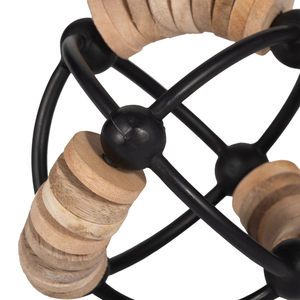 Orb di Metallo a Forma di Abaco con Dettagli in Legno, Scultura Decorativa per Soggiorno - Product Image 4