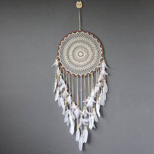 Grand attrape-rêves bohème tissé, décoration murale en plumes, cadeau artisanal, attrape-rêves - Product Image 5