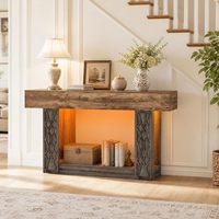 Console étroite de 63 pouces en bois massif, meuble de couloir, canapé, rustique, marron gris, entrée, salon
