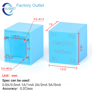 Transformador de Corriente Micro, Montaje en PCB, CT QNCT09 5A 2.5mA 2000 1 5A 5mA 1/1000 CA, Sensor de Corriente con Barra Colectora Integrada - Product Image 4