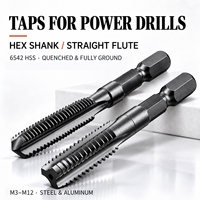 Taraque métrique HSS 6542 à queue hexagonale de 1/4 pouce, M3-M12, à cannelures droites, pour perçage et taraquage avec perceuse électrique manuelle