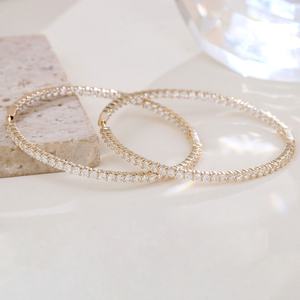 Pendientes de Aro de Oro Sólido de Alta Calidad de 18K, 14K y 10K con Diamantes Naturales VVS, Hechos a Mano y Personalizados, Estilo Europeo y Americano - Product Image 3