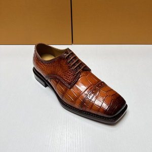 Zapatos Formales de Hombre de Cuero de Cocodrilo Genuino de Alta Gama |   Zapatos brillantes con punta cuadrada semi- |   Zapatos de Vestir Cómodos para Negocios - Product Image 5