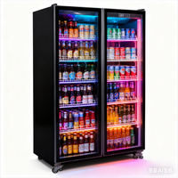 Réfrigérateur de présentation de boissons à refroidissement par air de luxe à 3 portes pour boissons et vin avec étagères réglables et grande capacité