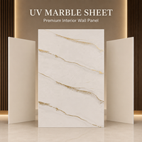 Panneau mural en PVC brillant MORLENX gris or agate marbré UV pour décoration intérieure de luxe