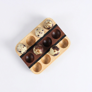 Support à œufs de caille en bois, 12 emplacements, barre linéaire bicolore pour accessoires de décoration de cuisine, exporté du Vietnam - Product Image 1