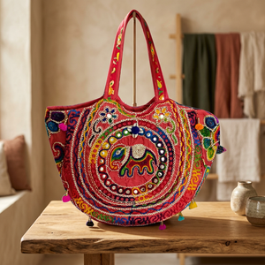 Sacs à main légers en cuir véritable à la mode pour femmes, design traditionnel indien, sangle de taille amovible, capacité 3L+ - Product Image 2