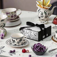 Mug en porcelaine Pikes Modern Simplicity, design floral Pinellia Ternata de haute qualité, compatible lave-vaisselle et micro-ondes, coffret cadeau pour café et thé