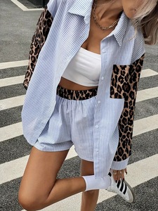 Großhandel Hochwertige Westliche Boutique Mode Trendiges Leoparden-Streifenmuster Lässiges Langarm-Damenhemd - Product Image 3