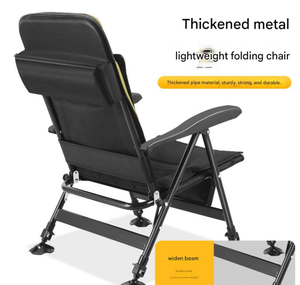 كرسي استرخاء محمول قابل للطي بتصميم بسيط وعصري مع إطار من الأنابيب الفولاذية للتخييم والشاطئ وصيد الأسماك - Product Image 2