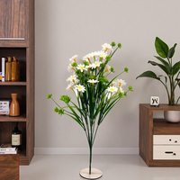Karangan Bunga Daisy Evergreen Indoor Campuran Rumput Gandum Simulasi Dekorasi Pernikahan Natal Paskah untuk Meja