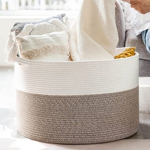 Panier à <span class=keywords><strong>linge</strong></span> pliable en <span class=keywords><strong>corde</strong></span> de coton grande capacité, best-seller, pour couvertures et vêtements - Product Image 5
