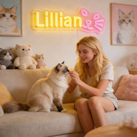 Letrero LED de Neón Personalizado con Cara de Gato Neonawall, Luz con Nombre Personalizado para Regalo de Boda, Cumpleaños o Fiesta