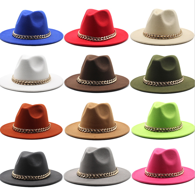 Однотонная плотная шляпа-федора с широкими полями для мужчин и женщин, сезон зима-осень 2022