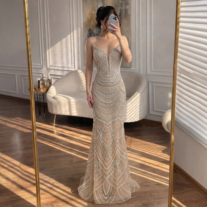 Serene Hill LA72900 Vestidos <span class=keywords><strong>de</strong></span> <span class=keywords><strong>Noche</strong></span> <span class=keywords><strong>de</strong></span> <span class=keywords><strong>Gala</strong></span> Nude Sin Tirantes Tipo Sirena con Perlas y Cuentas 2026, Trajes <span class=keywords><strong>de</strong></span> Fiesta <span class=keywords><strong>de</strong></span> Alta Gama para Banquetes - Product Image 1