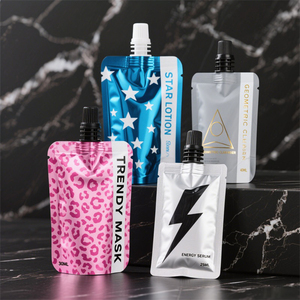 Pochette souple personnalisée avec bec verseur pour soins liquides, anti-fuite, rechargeable, pour cosmétiques, crème visage, crème mains, crème solaire, lotion corporelle - Product Image 1