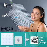 Système de douche thermostatique Homedec, jet pluie/cascade, fonctions 2-en-1, deux douches de 6 pouces, 6 jets latéraux, finition chromée, laiton