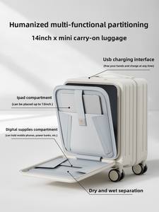 Valise de voyage spinner 14 pouces à ouverture latérale, petite, <span class=keywords><strong>l</strong></span>égère et portable, avec trolley, étui en néoprène de haute qualité avec serrure à combinaison - Product Image 2