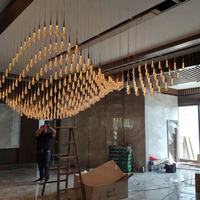 Luminaire suspendu moderne en forme de goutte de pluie personnalisé, lampes décoratives, éclairage LED de luxe, lustre en verre long suspendu