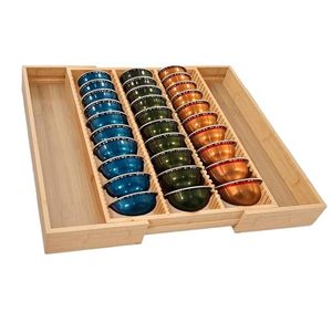 Porte-capsules à café en bambou - Organisateur de capsules K-Cup <span class=keywords><strong>compatible</strong></span> avec les capsules <span class=keywords><strong>Nespresso</strong></span> <span class=keywords><strong>Vertuo</strong></span>, capacité de 25 à 45 capsules - Product Image 1