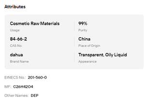 Phthalate de diéthyle DEP 99% Liquide transparent pour fixateur de parfum - Product Image 6