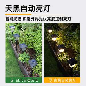 Lámpara Solar para jardín, lámpara para camino de patio al aire libre, luz cálida, encendido automático, sin cableado, lámpara para césped HW6182 - Product Image 2
