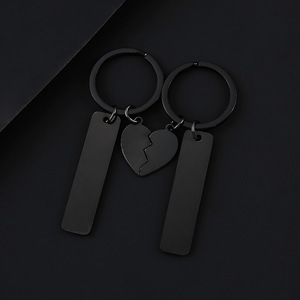 <span class=keywords><strong>Porte</strong></span>-clés en acier inoxydable pour <span class=keywords><strong>couple</strong></span> - Demi-cœur et barre longue à personnaliser - <span class=keywords><strong>Porte</strong></span>-clés en métal pour impression laser UV - Cadeau personnalisé pour amoureux - Product Image 3