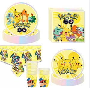 Décoration de fête sur le thème du Nouvel An Pikachu, bannière Poké<span class=keywords><strong>mon</strong></span>, pendentif, nappe, gobelet en papier, assiette à dîner pour Noël - Product Image 3